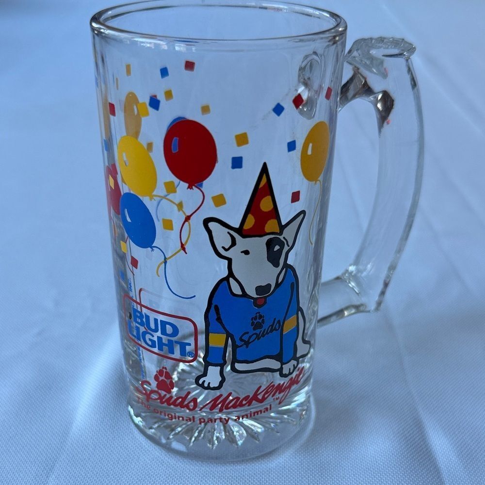 Bud Light Spuds McKenzie Mug with Colorful Balloons 1987 Party Animal